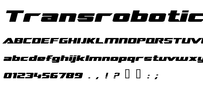 TransRobotics Extended Bold Italic font
